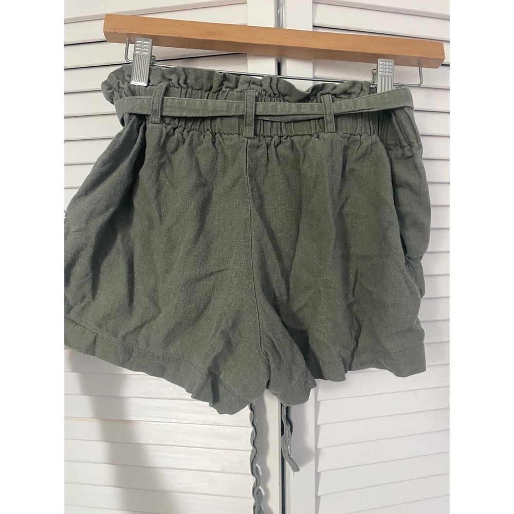 HAVE Los Angeles Olive Green Paperbag Waist Shorts with Tie Belt Size Small - Picture 3 of 3